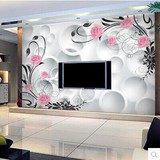 3D圆圈浪漫玫瑰花立体大型壁画影视墙客厅卧室电视沙发背景墙纸壁