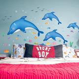家装墙贴画海洋海豚系列卡通儿童房幼儿园自黏墙贴纸DIY环保防水