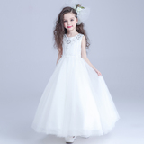 花童儿童公主婚纱主持表演白色长裙160演奏钢琴演出服礼服大女童