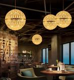 北欧餐厅美式酒店别墅水晶吊灯创意铁艺圆形欧式复古个性水晶吊灯
