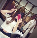 夏季2016新款韩版短款修身简约纯色短袖针织衫单件套头打底衫女装