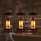 复古酒瓶吊灯铁艺工业风餐厅酒店咖啡馆吧台创意过道吧台个性吊灯