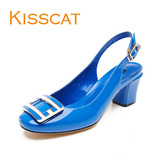 KISS CAT夏季气质女单鞋高跟正装通勤女鞋后空凉鞋D55301-02KB-W