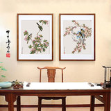 现代装饰画客厅壁画卧室床头挂画餐厅画中国花鸟有框画创意抽象