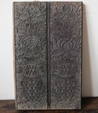 [莲花牡丹]老印版 套色制印模 木刻雕花板 古董古玩杂项保真包老