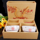 青花瓷系列 日式手绘碗筷陶瓷餐具套装 活动商务礼品婚庆礼盒批发
