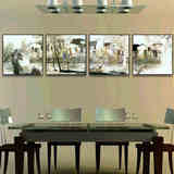 现代中式风格山水装饰画客厅餐厅书房有框挂画壁画江南水乡四联画