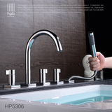 汉派 全铜冷热分体式坐式缸边式浴缸龙头五件套浴缸边5孔HP5306