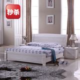 实木床1.5 1.8米双人水曲柳开放漆韩式简约现代气压箱体白色婚床
