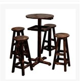 碳化木/桌椅套件防腐木火烧木圆形桌椅实木酒吧桌凳吧台高脚桌凳