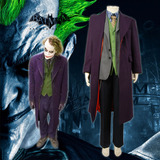 蝙蝠侠cos 黑暗骑士joker 小丑cosplay服装 小丑羊毛大衣马甲衬衣