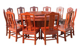 南美酸枝雕花圆桌1.5米圆桌红木圆餐桌仿古圆台带转盘红木家具