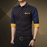 正品牌秋季长袖修身商务男士青年衬衣常规男装青春流行韩版衬衫