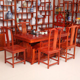 茶桌椅组合 南榆木功夫茶桌茶台实木仿古中式家具1.6米战国将军台