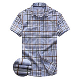 2016夏装品牌剪标短袖衬衫男士商务休闲衬衣格子衬衫全棉短袖格子