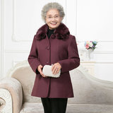 60-70-80岁中老年人女装秋冬毛呢外套奶奶装老人保暖毛领呢子大衣