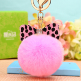 韩国创意礼品可爱毛绒汽车钥匙扣女包包挂件钥匙链獭兔毛毛球吊坠