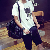 夏季男士短袖T恤韩版圆领体恤大码纯棉修身学生半袖上衣服潮男装