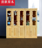 新西兰松木实木书柜二三四五六门书柜带抽屉儿童书柜成人储藏柜