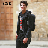 预售 GXG男装 2016秋季新品  男士修身黑色长款风衣#63808001