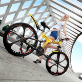 巴赫27速折叠铝合金山地车一体轮双碟刹自行车禧玛诺变速通勤车