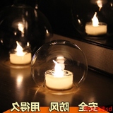 创意透明玻璃电子led蜡烛台圣诞节浪漫烛光晚餐酒吧婚庆舞蹈道具