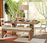 美式乡村实木长方形餐桌法式餐台饭桌长桌家具定制复古做旧餐桌椅