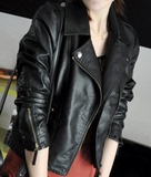 韩国2015秋冬季黑色女士皮衣韩版纯色修身显瘦女装皮外套短款皮衣