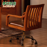 现代中式升降转椅简约白蜡木实木皮垫座椅电脑座椅中式书椅包物流