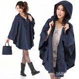 外贸韩版时尚斗篷式徒步雨衣成人宽松大码蝙蝠袖旅游背包户外雨披