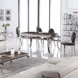 现代简约不锈钢大理石餐桌椅组合 小户型6人钢化玻璃餐台饭桌特价