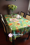 【HappyDaisy】绿色蜡画防水免洗印花田园美式西餐桌布台布茶几布
