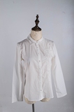 初语代购 初语摩登长袖衬衫女白冬季新款欧根纱翻领上衣
