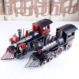 复古蒸汽火车头模型 纯手工金属工艺品 铁艺家居摆件创意送人礼品