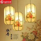 新中式吊灯单头创意酒店客厅茶楼餐厅走廊过道灯复古铁艺手绘灯具