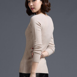 绒情有约韩版秋冬女装新款针织打底衫修身纯色显瘦圆领套头毛衣女