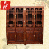 红木家具中式仿古实木玻璃书橱 非洲酸枝木书柜组合 红贵宝储物柜