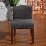 布艺软包餐椅 全实木水曲柳pvc木皮黑色特价简约现代可拆洗新中式