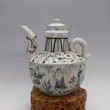热卖宋建窑彩绘茶盏 茶人物执壶 古玩收藏 古董瓷器 全手工手绘高