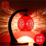 结婚庆礼物中式复古台灯具景德镇陶瓷灯中国红色创意卧室床头灯