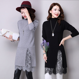 2015 秋冬装新款宽松大码针织衫女 韩版中长款加厚打底套头毛衣