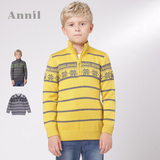 安奈儿男童装秋冬季款 正品 半开领毛衫含50%羊毛衣AB334365
