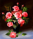 3d十字绣玫瑰花瓶新款卧室客厅餐厅印花十字绣花瓶花卉系列钻石画