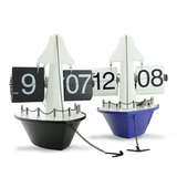 木村帆船翻页钟挂钟钟表时钟客厅创意电子钟座钟个性欧式现代时尚