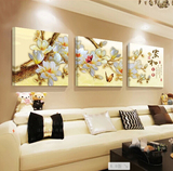 客厅挂画电视沙发背景墙装饰画卧室餐厅水晶壁画无框三联画