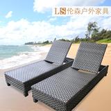 伦森国际 折叠椅 沙滩茶几休闲游泳池金属简约现代成人塑料藤躺椅