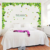 卧室床头创意浪漫温馨壁画可移除家居饰品墙贴纸包邮田园树叶贴画