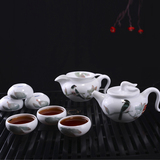 红官窑醴陵瓷器釉下五彩功夫茶具清风雅述9头陶瓷茶壶茶具茶海