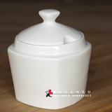 欧式白色骨瓷调味罐方陶瓷白糖罐厨房储物罐厨房调味瓶罐厨房盐罐