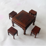 红木家具模型木雕工艺品摆件大红酸枝微型餐桌八仙桌家居饰品